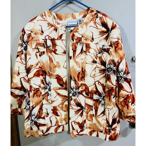 Alfred Dunner Women's Floral Jacket 3/4 Sleeve Size 20 Cotton & Spandex Lightwei - Picture 1 of 2